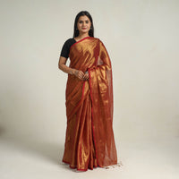 Red - Bengal Fine Tissue Zari Saree 07