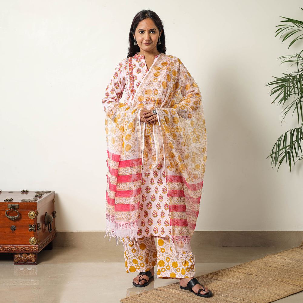 Sanganeri Kurta with Palazzo & Dupatta Set