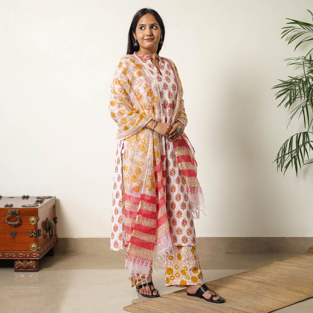 Sanganeri Kurta with Palazzo & Dupatta Set