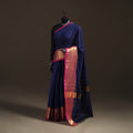 Blue - Chettinad Woven Cotton Saree with Border 08