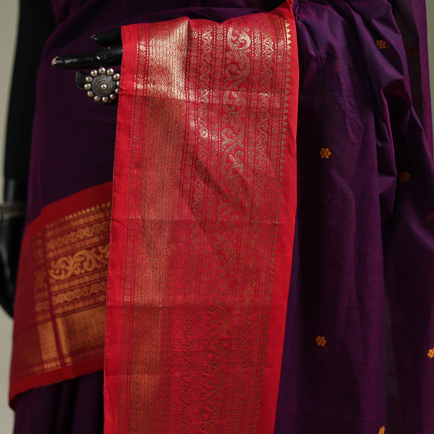 Purple - Kanchipuram Buti Cotton Saree with Border 43