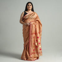 Brown - Traditional Maheshwari Silk Handloom Zari Work Saree 64