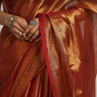 Red - Bengal Fine Tissue Zari Saree 07