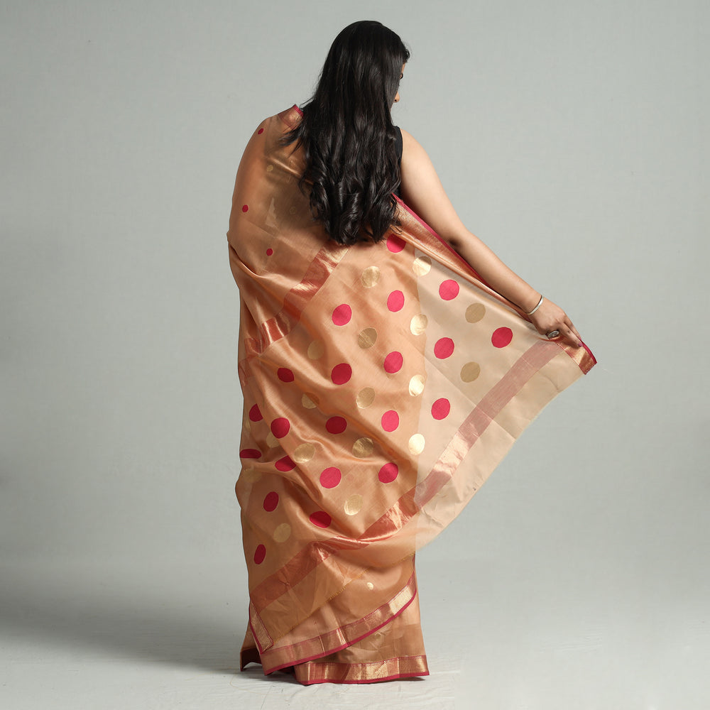 Brown - Traditional Maheshwari Silk Handloom Zari Work Saree 64