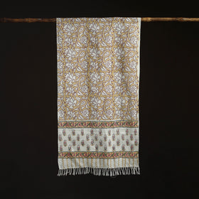 Sanganeri Hand Block Print Pure Merino Wool Handwoven Stole 01