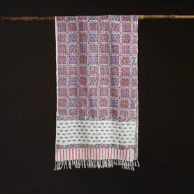 Sanganeri Hand Block Print Pure Merino Wool Handwoven Stole 02