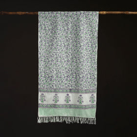 Sanganeri Hand Block Print Pure Merino Wool Handwoven Stole 03
