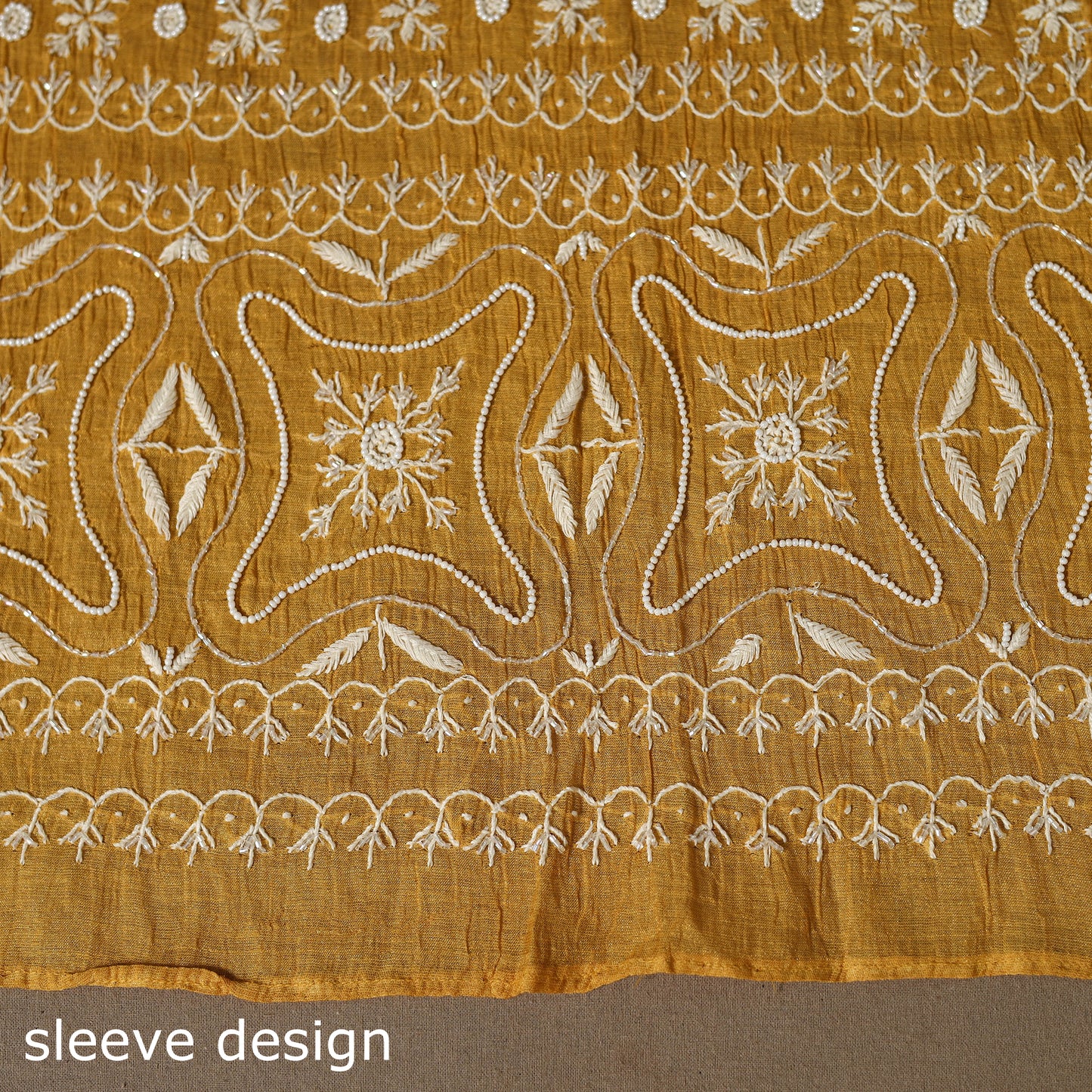 Yellow - 2pc mul chanderi semi stitched tissue zari hand