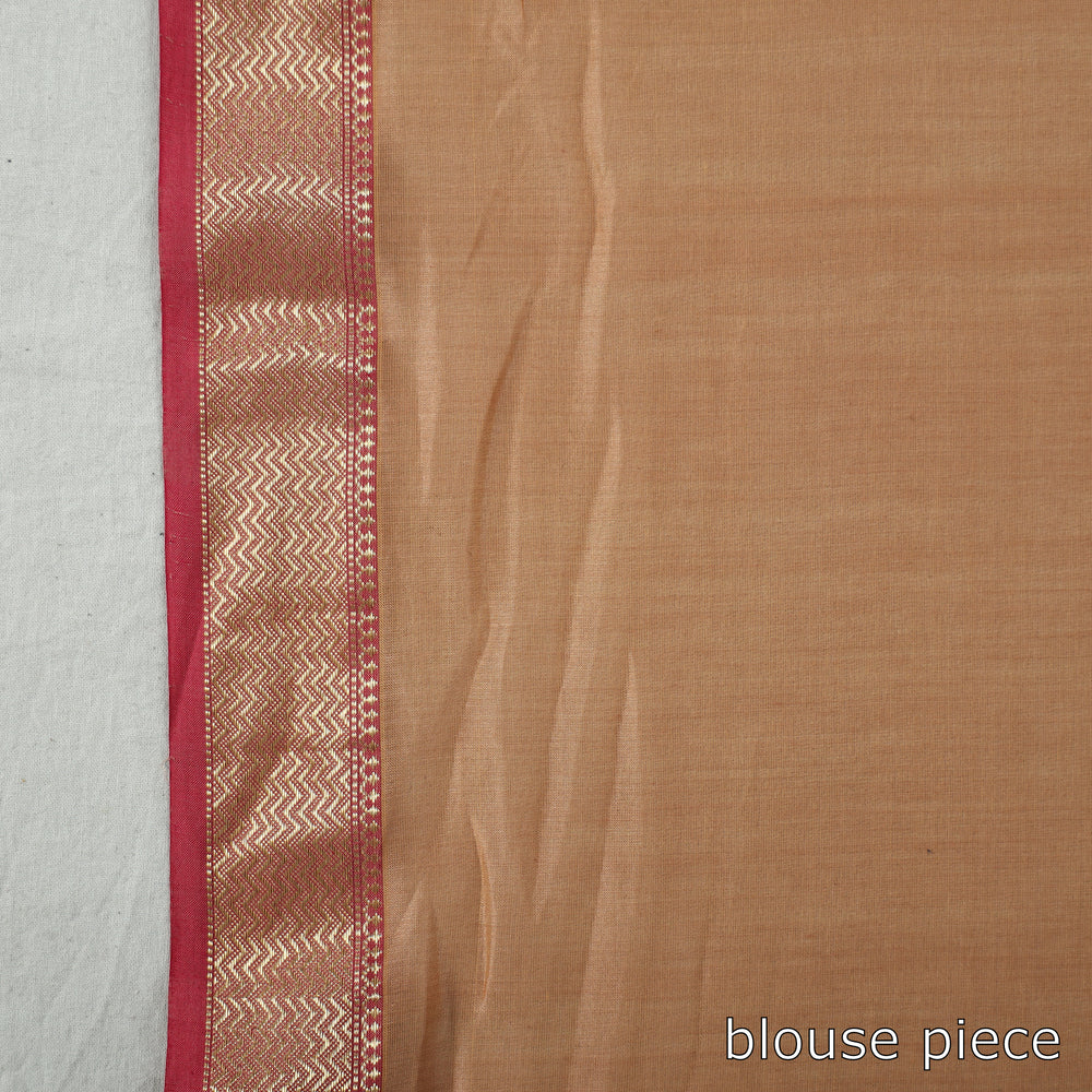 Brown - Traditional Maheshwari Silk Handloom Zari Work Saree 64