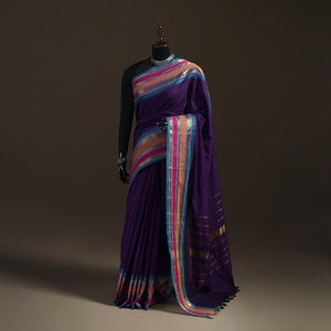 Purple - Chettinad Woven Cotton Saree with Border 10