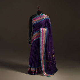 Purple - Chettinad Woven Cotton Saree with Border 10