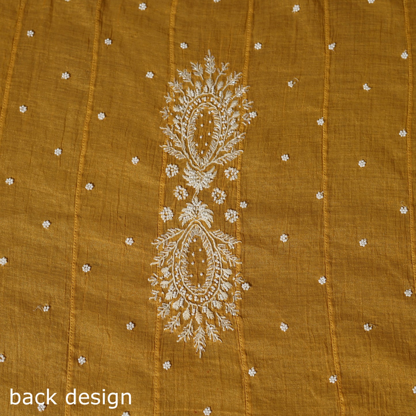 Yellow - 2pc mul chanderi semi stitched tissue zari hand