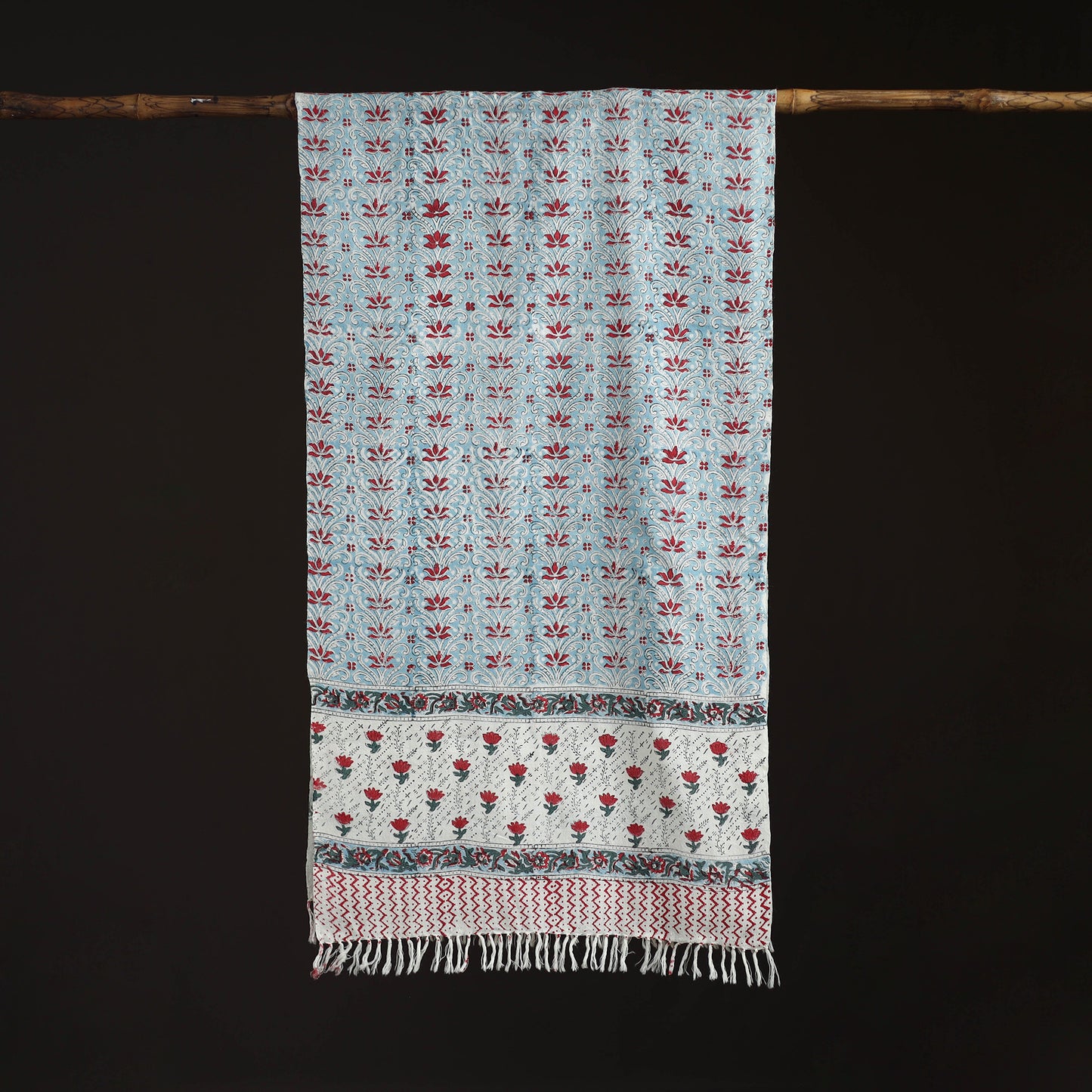 Sanganeri Hand Block Print Pure Merino Wool Handwoven Stole 05