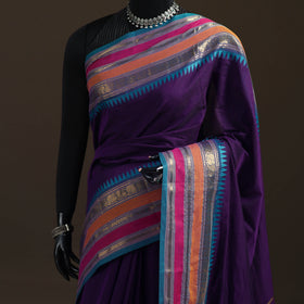 Purple - Chettinad Woven Cotton Saree with Border 10