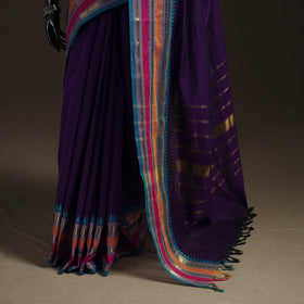 Purple - Chettinad Woven Cotton Saree with Border 10