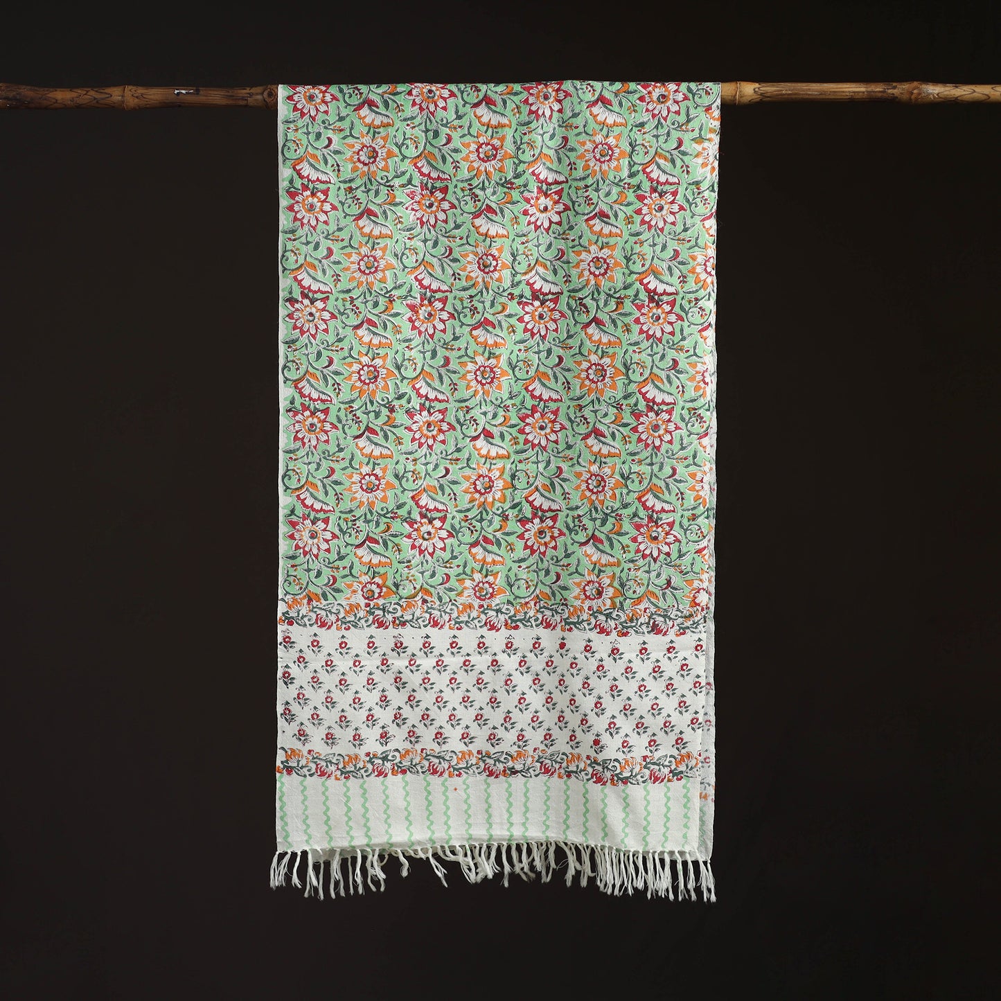 Sanganeri Hand Block Print Pure Merino Wool Handwoven Stole 07