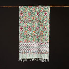 Sanganeri Hand Block Print Pure Merino Wool Handwoven Stole 07