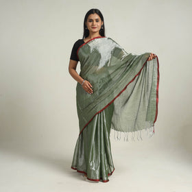 Buy Green Bengal Fine Tissue Zari Saree Online at iTokri.com
