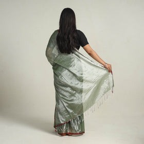 Buy Green Bengal Fine Tissue Zari Saree Online at iTokri.com