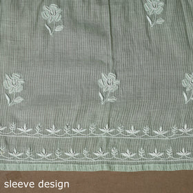 Green - 2pc mul chanderi semi stitched hand beads work