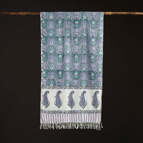Sanganeri Hand Block Print Pure Merino Wool Handwoven Stole 10