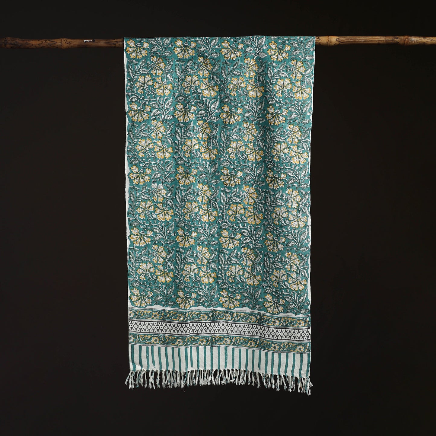 Sanganeri Hand Block Print Pure Merino Wool Handwoven Stole 12