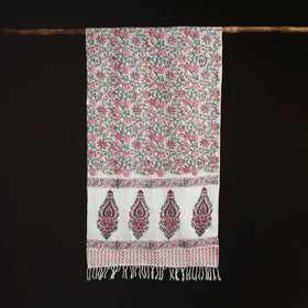 Sanganeri Hand Block Print Pure Merino Wool Handwoven Stole 15