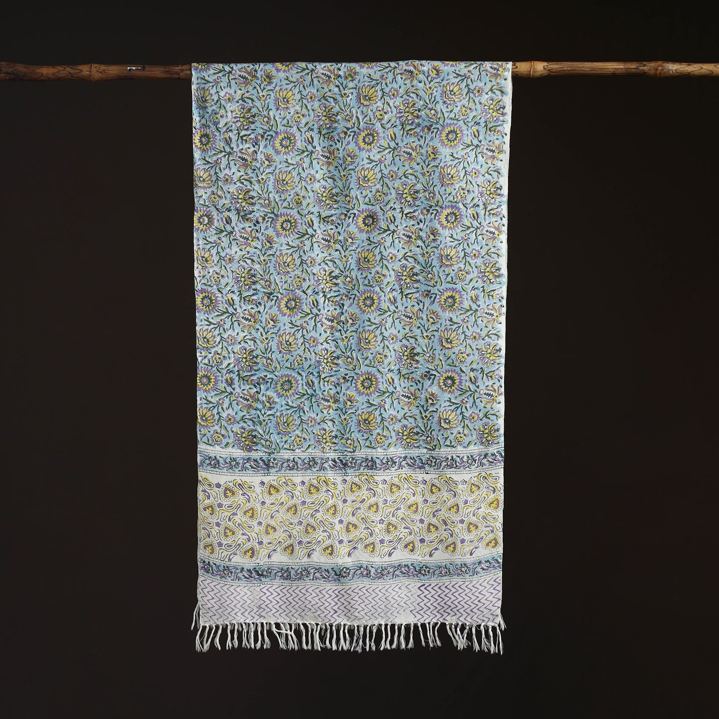 Sanganeri Hand Block Print Pure Merino Wool Handwoven Stole 16