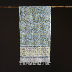 Sanganeri Hand Block Print Pure Merino Wool Handwoven Stole 16