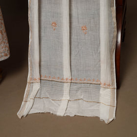 Beige - 2pc mul chanderi unstitched hand beads work heavy