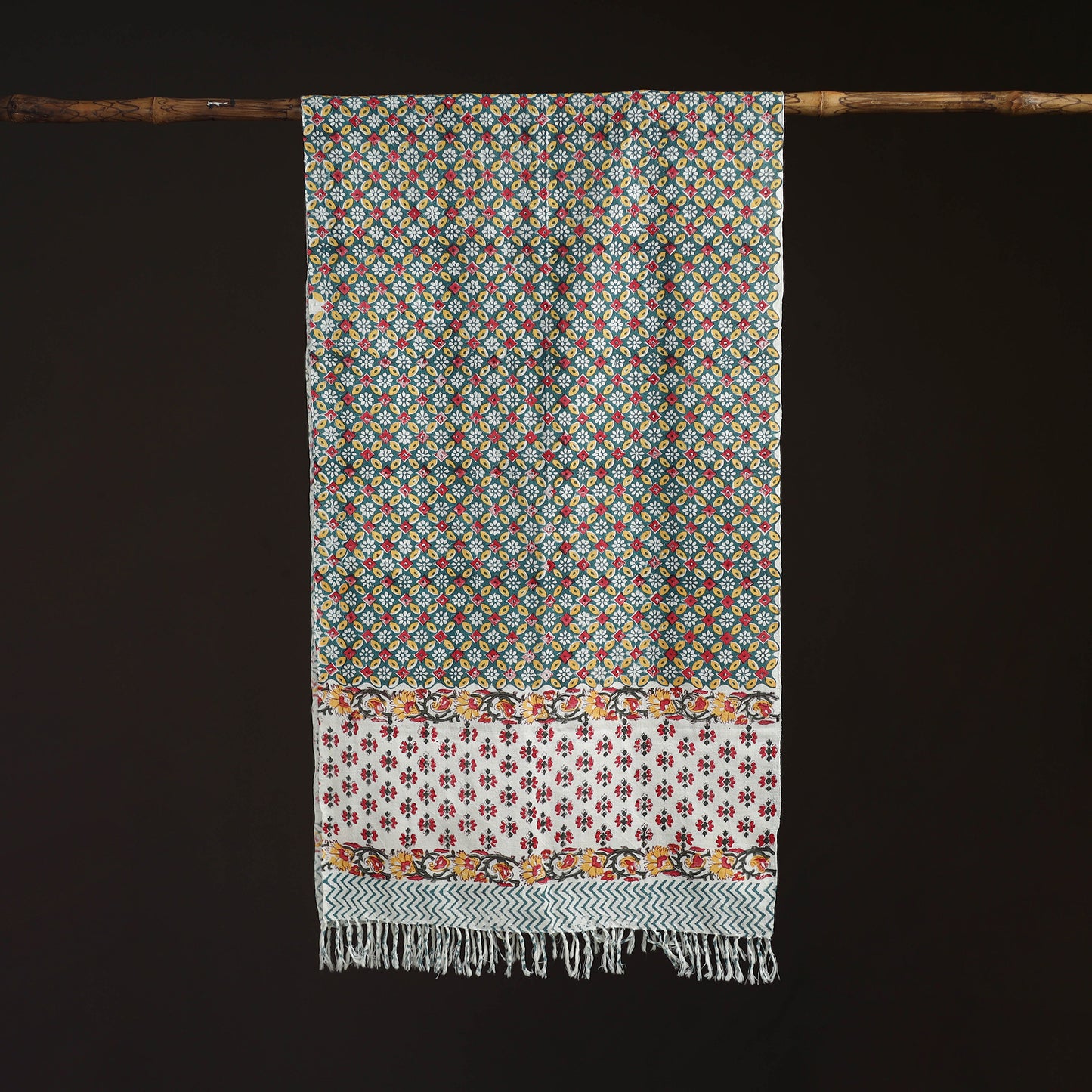 Sanganeri Hand Block Print Pure Merino Wool Handwoven Stole 17