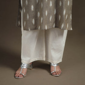 Hand Embroidered Pochampally Ikat Cotton Kurta with Palazzo & Dupatta Suit Set for Women 05