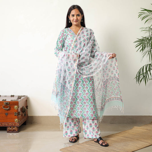 Sanganeri Kurta with Palazzo & Dupatta Set