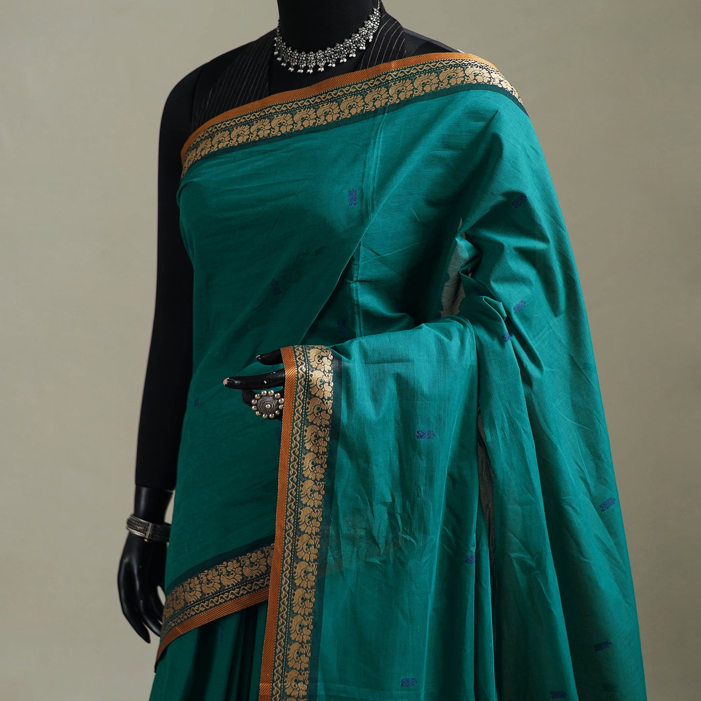 Green - Kanchipuram Buti Cotton Saree with Border 48