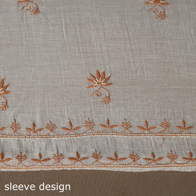 Beige - 2pc mul chanderi unstitched hand beads work heavy