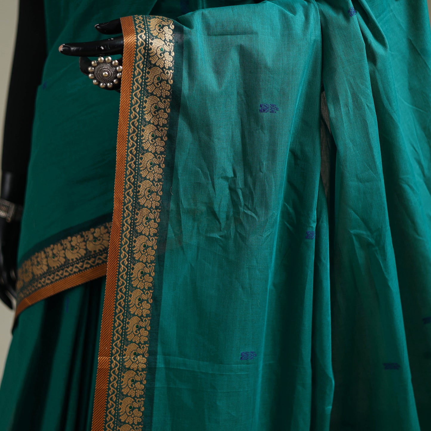Green - Kanchipuram Buti Cotton Saree with Border 48