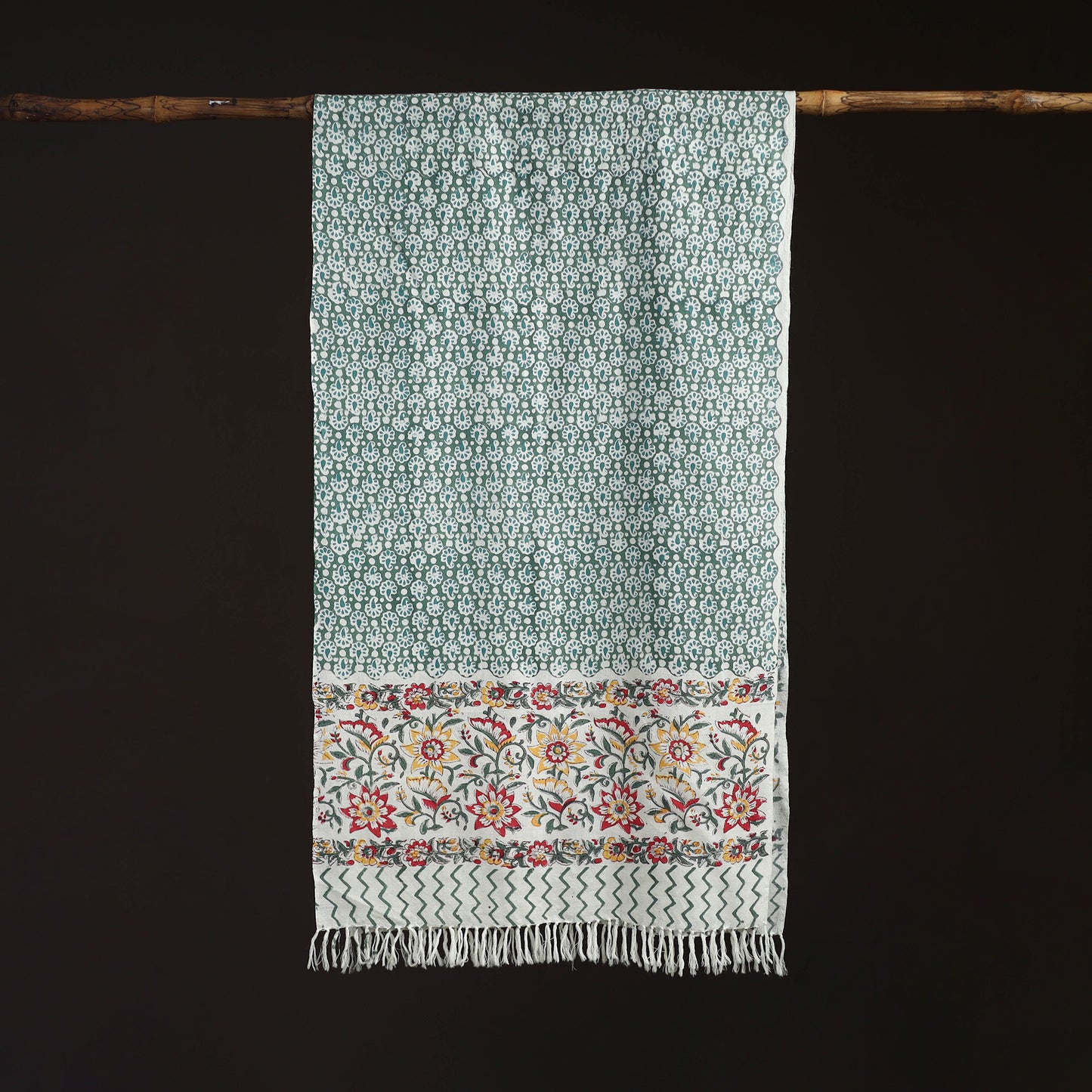 Sanganeri Hand Block Print Pure Merino Wool Handwoven Stole 19