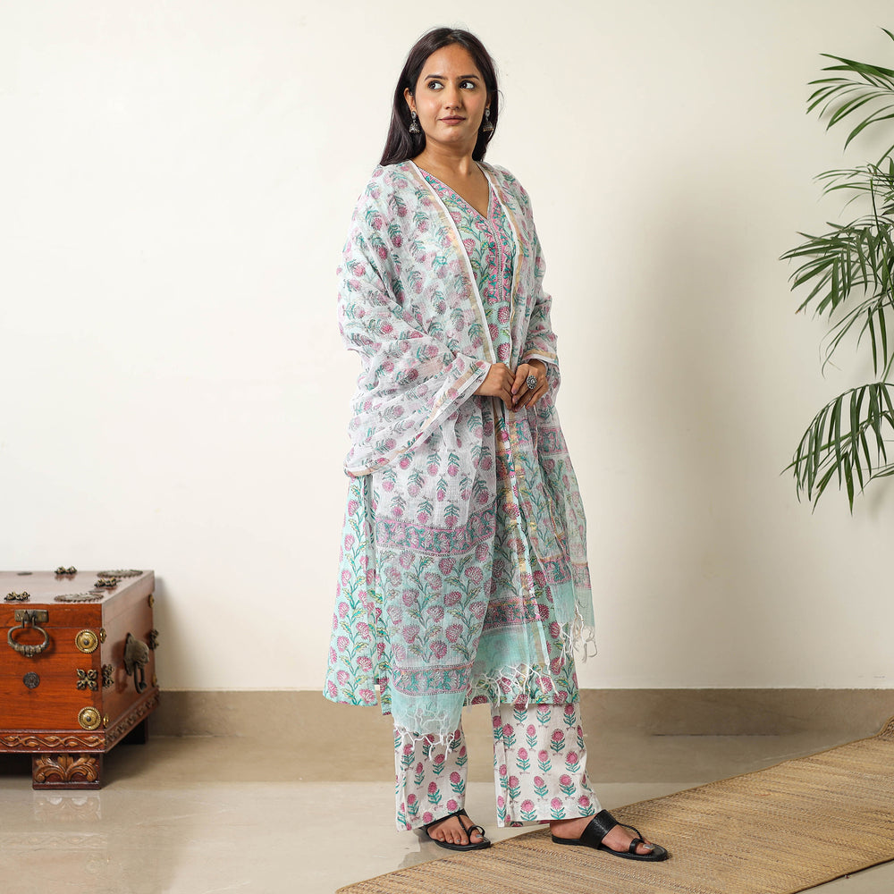 Sanganeri Kurta with Palazzo & Dupatta Set