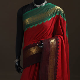 Red - Chettinad Woven Cotton Saree with Border 13