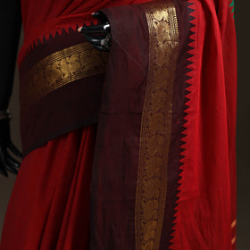 Red - Chettinad Woven Cotton Saree with Border 13