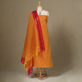 Orange 2pc Kandangi Chettinad Dress Material with Jewellery Set
