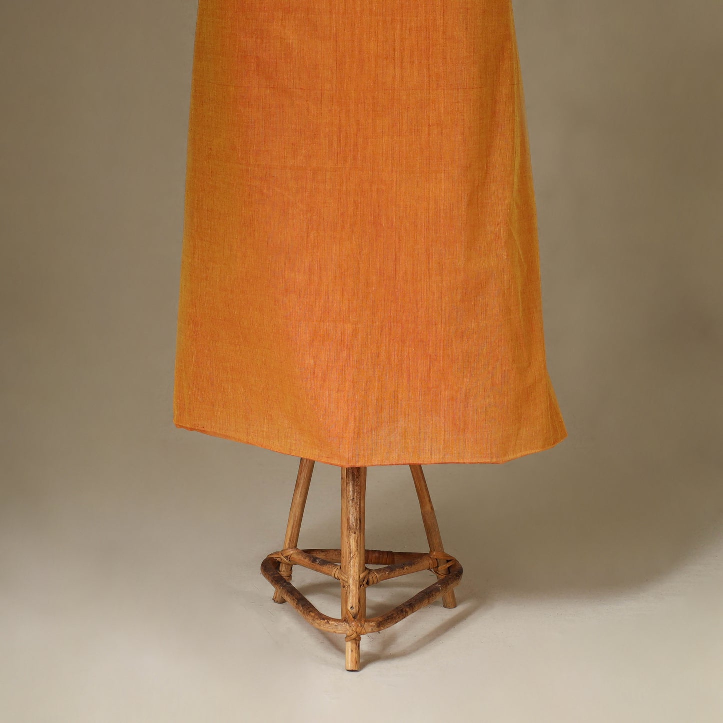 Orange 2pc Kandangi Chettinad Dress Material with Jewellery Set