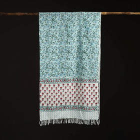 Sanganeri Hand Block Print Pure Merino Wool Handwoven Stole 22