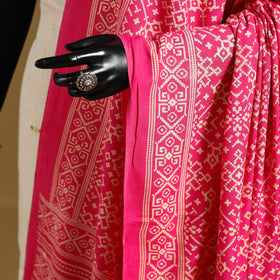 Pink - kutch printed rayon dupatta 22 - handcrafted