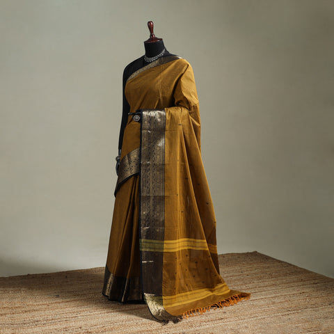 Yellow - Kanchipuram Buti Cotton Saree with Border 49
