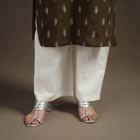 Hand Embroidered Pochampally Ikat Cotton Kurta with Palazzo & Dupatta Suit Set for Women 06