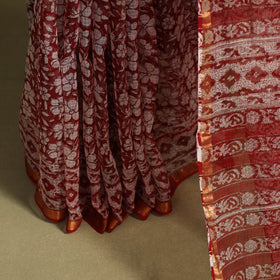 Red - kota doria cotton sanganeri saree 07 - handcrafted