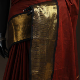 Maroon - Chettinad Woven Cotton Saree with Border 16