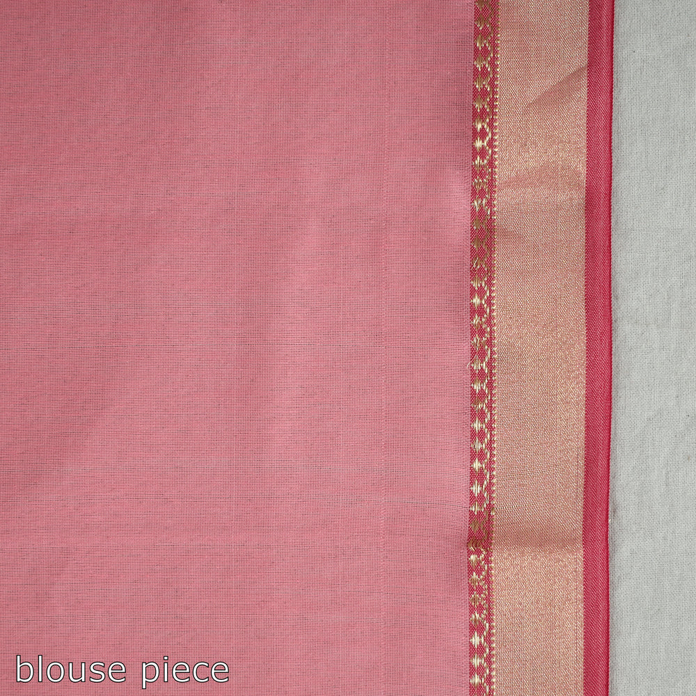 Pink - Traditional Chanderi Silk Cotton Handloom Zari Buti Saree 67