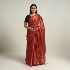 Maroon Bengal Fine Tissue Zari Saree Online at iTokri.com